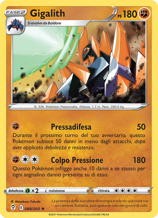 Gigalith 088/237 — Evoluzioni Eteree (Italian Pokémon TCG card)