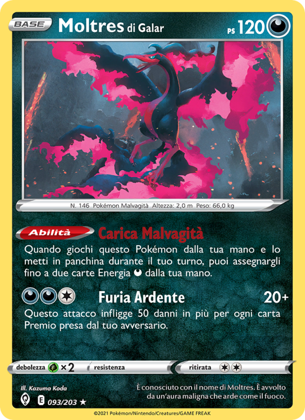 Moltres di Galar 093/237 — Evoluzioni Eteree (Italian Pokémon TCG card)