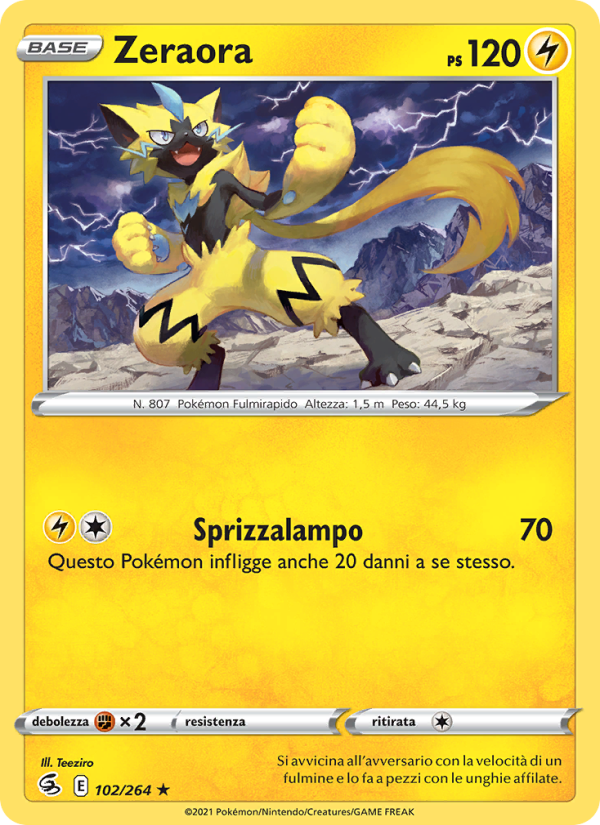 Zeraora 102/284 — Colpo Fusione (Italian Pokémon TCG card)