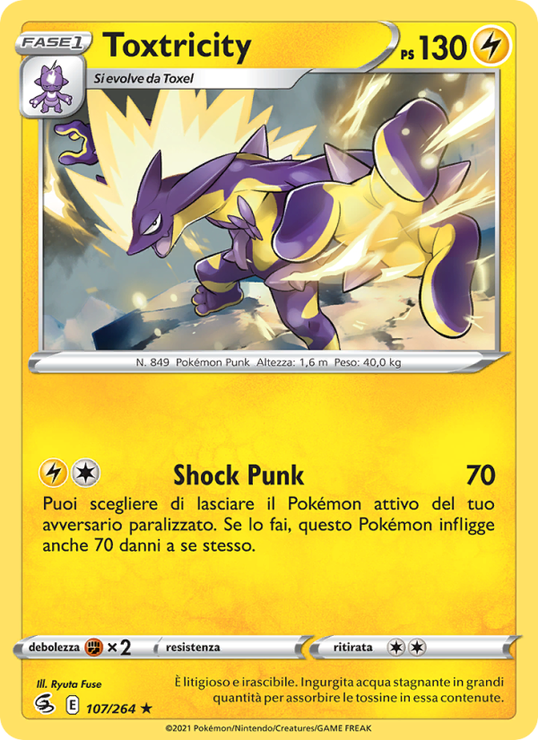 Toxtricity 107/284 — Colpo Fusione (Italian Pokémon TCG card)
