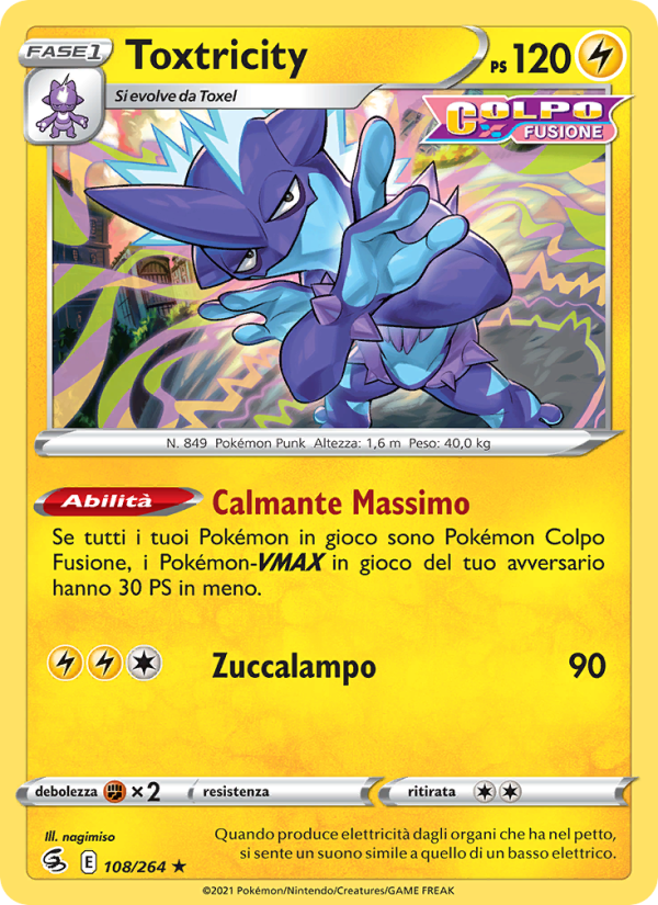 Toxtricity 108/284 — Colpo Fusione (Italian Pokémon TCG card)
