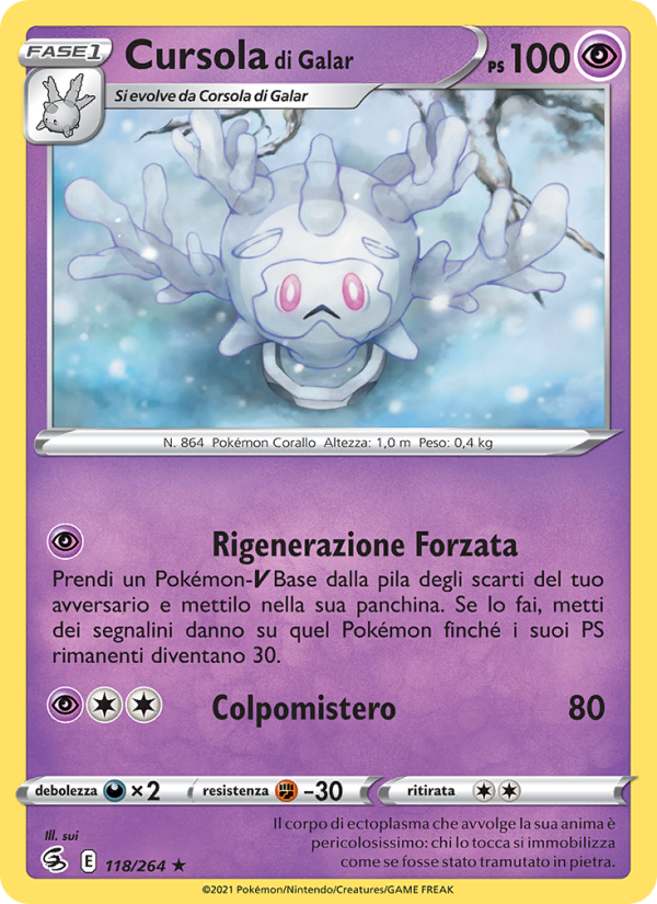 Cursola di Galar 118/284 — Colpo Fusione (Italian Pokémon TCG card)