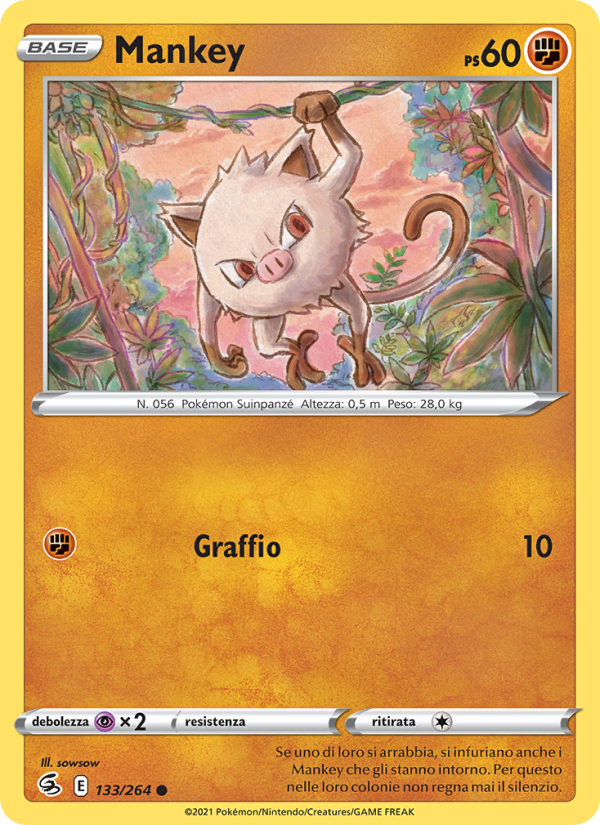 Mankey 133/284 — Colpo Fusione (Italian Pokémon TCG card)