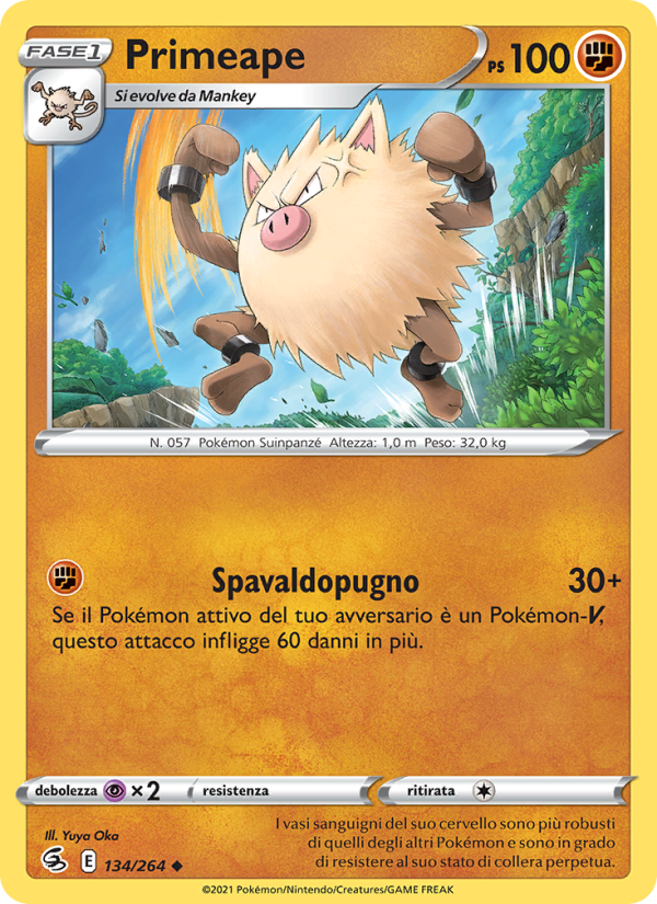Primeape 134/284 — Colpo Fusione (Italian Pokémon TCG card)
