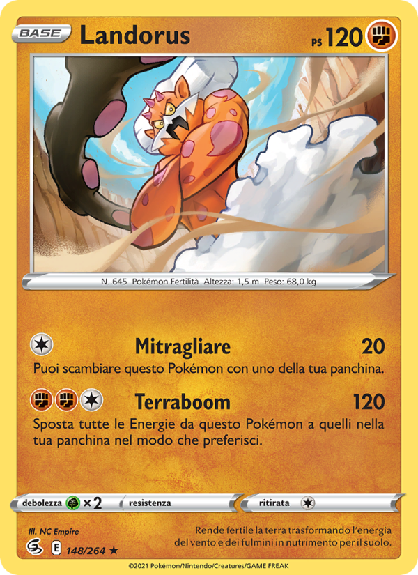Landorus 148/284 — Colpo Fusione (Italian Pokémon TCG card)