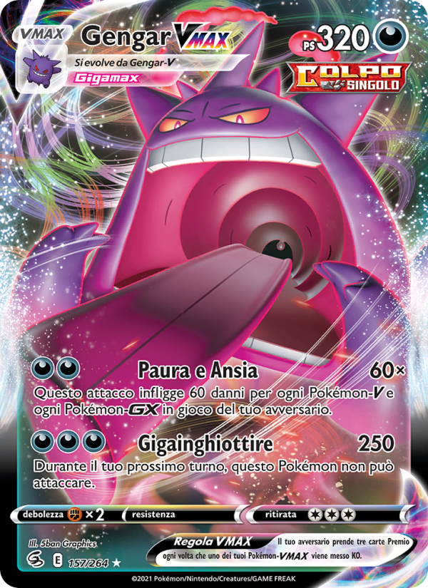 Gengar VMAX 157/284 — Colpo Fusione (Italian Pokémon TCG card)