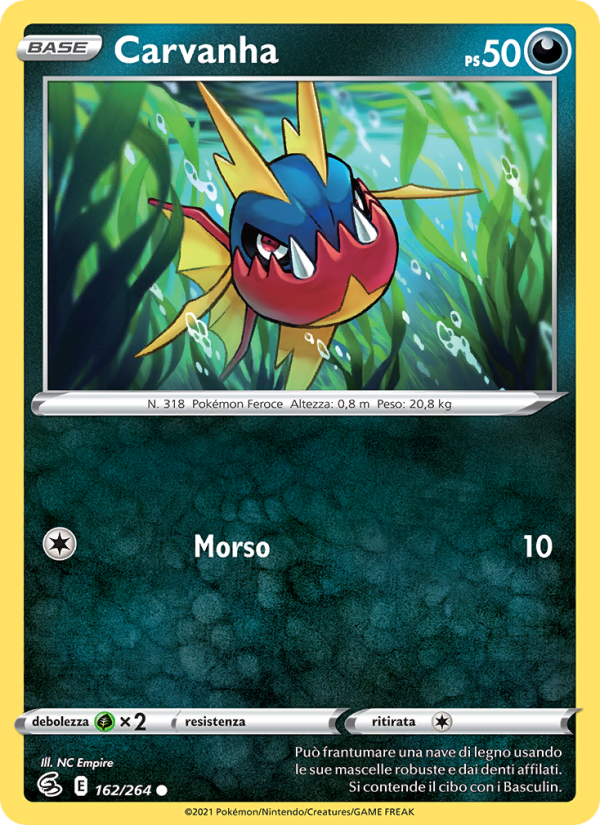 Carvanha 162/284 — Colpo Fusione (Italian Pokémon TCG card)