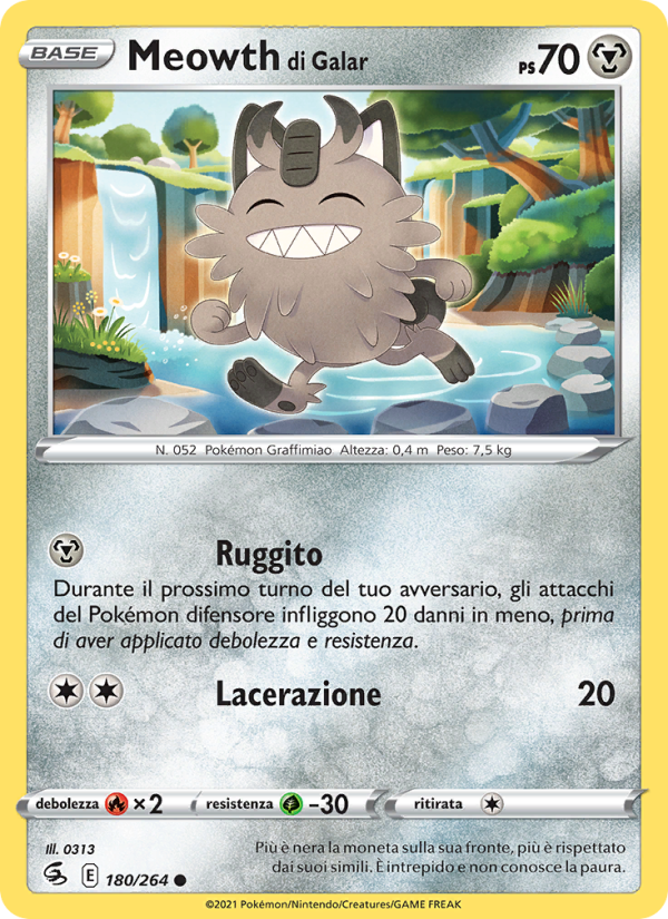 Meowth di Galar 180/284 — Colpo Fusione (Italian Pokémon TCG card)