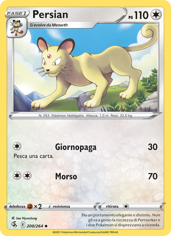 Persian 200/284 — Colpo Fusione (Italian Pokémon TCG card)