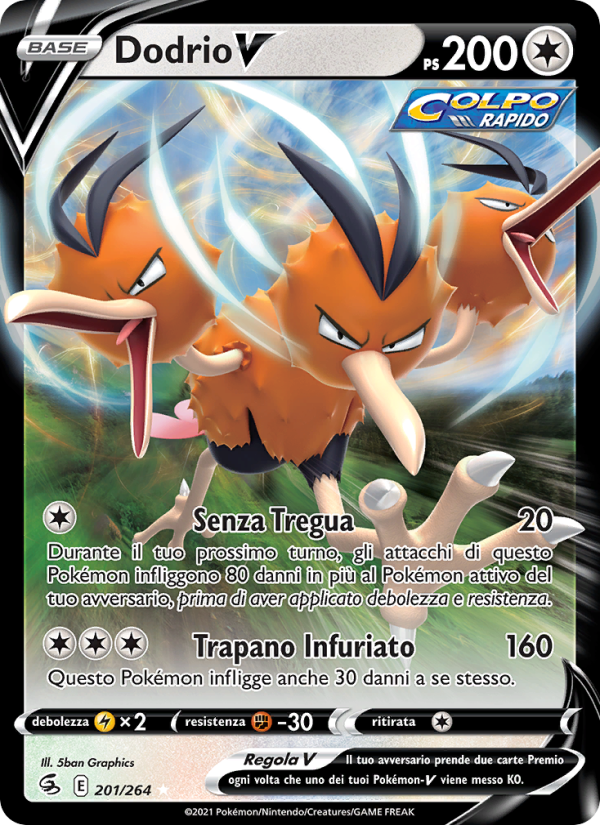 Dodrio V 201/284 — Colpo Fusione (Italian Pokémon TCG card)