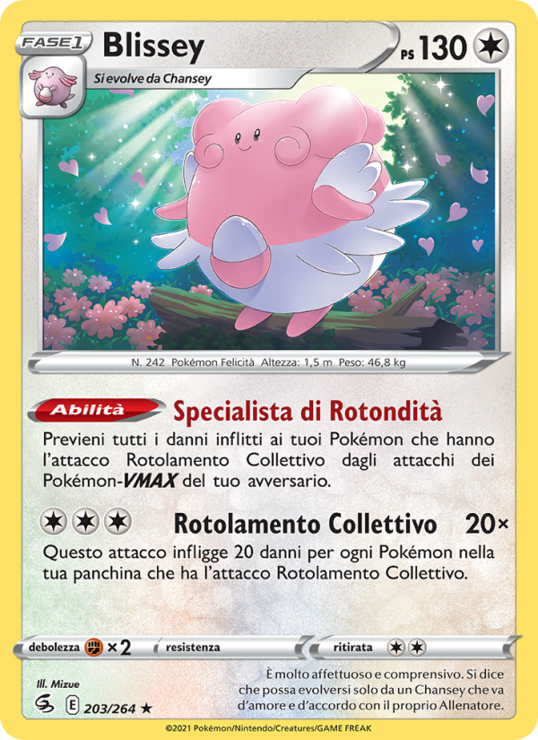 Blissey 203/284 — Colpo Fusione (Italian Pokémon TCG card)