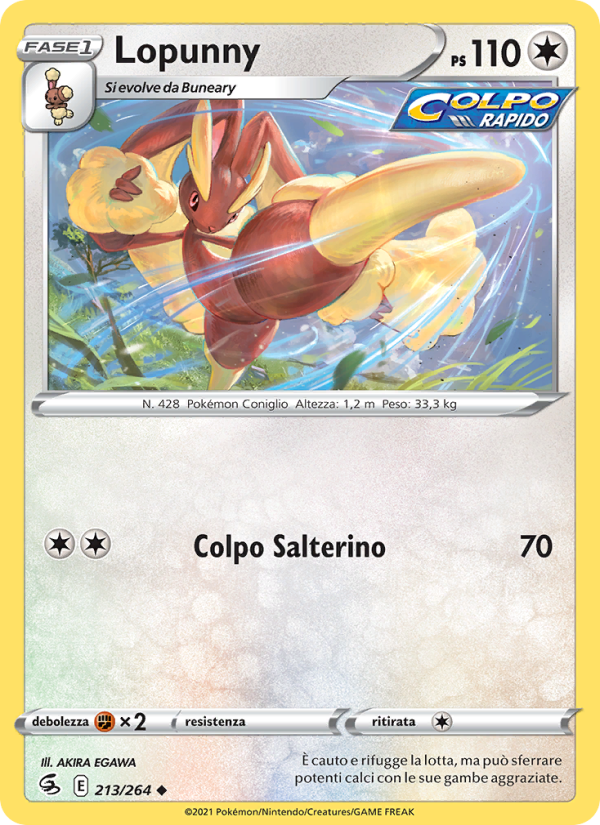 Lopunny 213/284 — Colpo Fusione (Italian Pokémon TCG card)