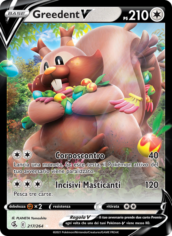 Greedent V 217/284 — Colpo Fusione (Italian Pokémon TCG card)