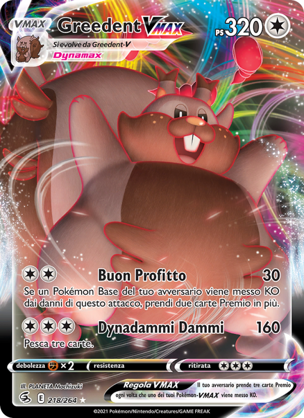 Greedent VMAX 218/284 — Colpo Fusione (Italian Pokémon TCG card)