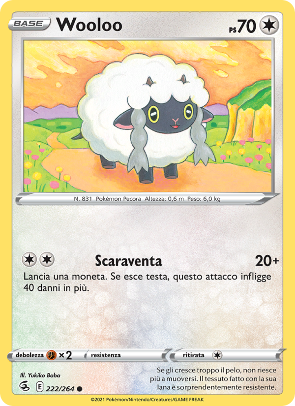 Wooloo 222/284 — Colpo Fusione (Italian Pokémon TCG card)