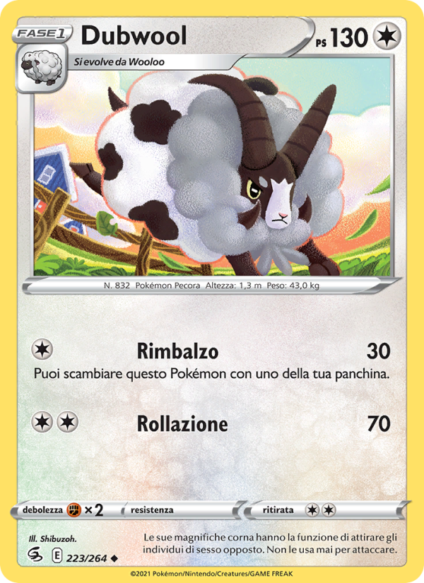 Dubwool 223/284 — Colpo Fusione (Italian Pokémon TCG card)