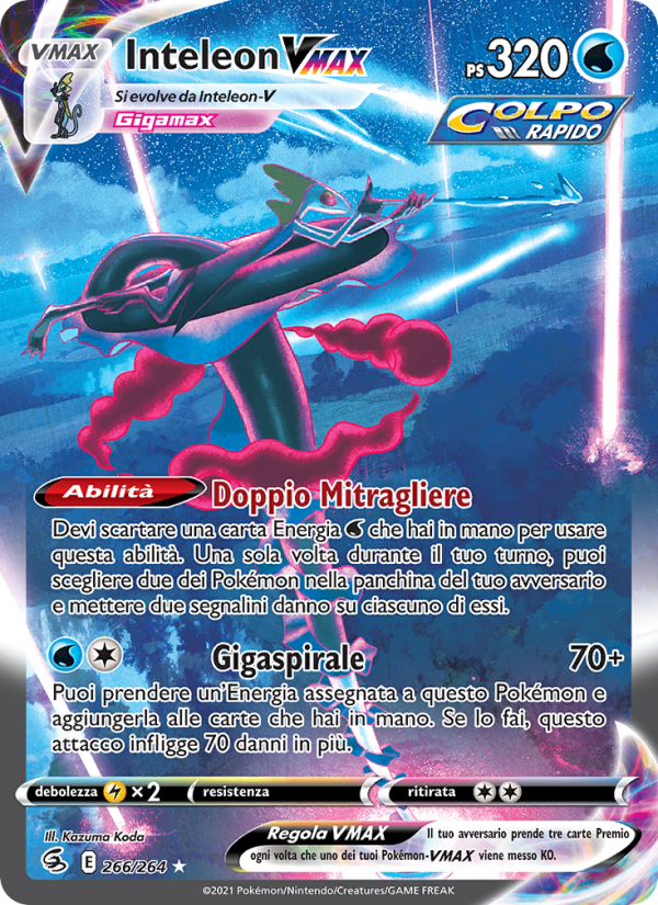 Inteleon VMAX 266/284 — Colpo Fusione (Italian Pokémon TCG card)
