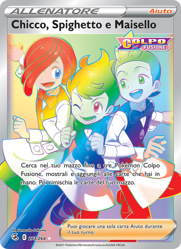 Chicco, Spighetto e Maisello 273/284 — Colpo Fusione (Italian Pokémon TCG card)