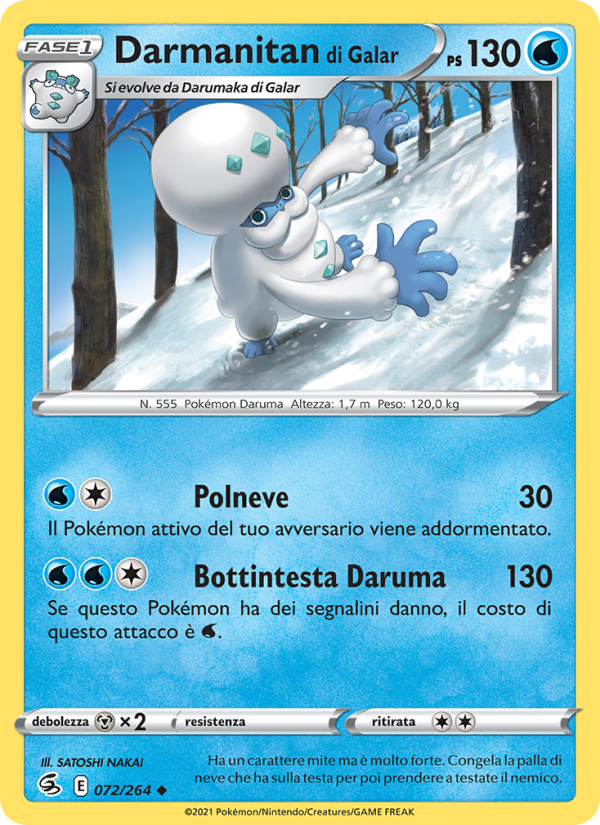 Darmanitan di Galar 072/284 — Colpo Fusione (Italian Pokémon TCG card)