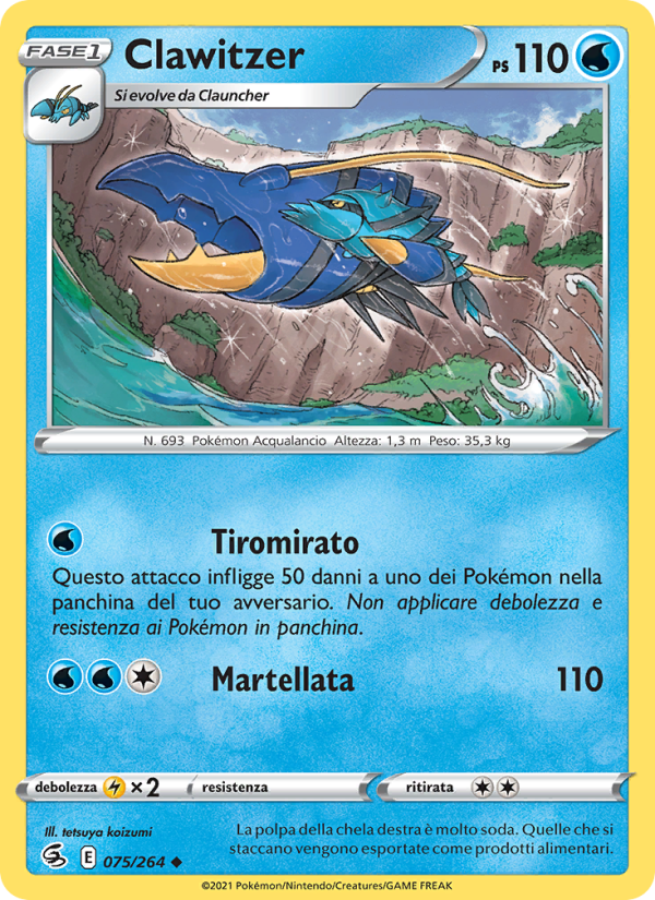Clawitzer 075/284 — Colpo Fusione (Italian Pokémon TCG card)