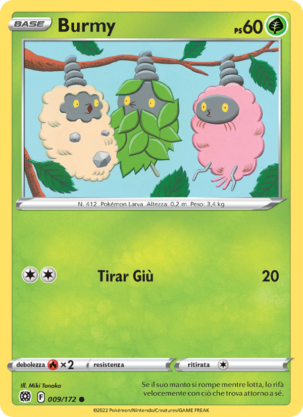 Burmy 009/216 — Astri Lucenti (Italian Pokémon TCG card)