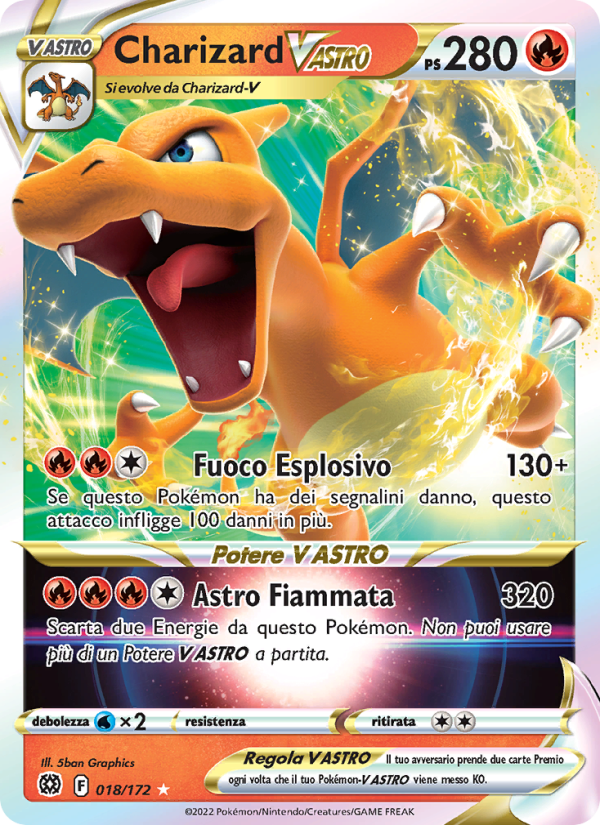 Charizard V ASTRO 018/216 — Astri Lucenti (Italian Pokémon TCG card)