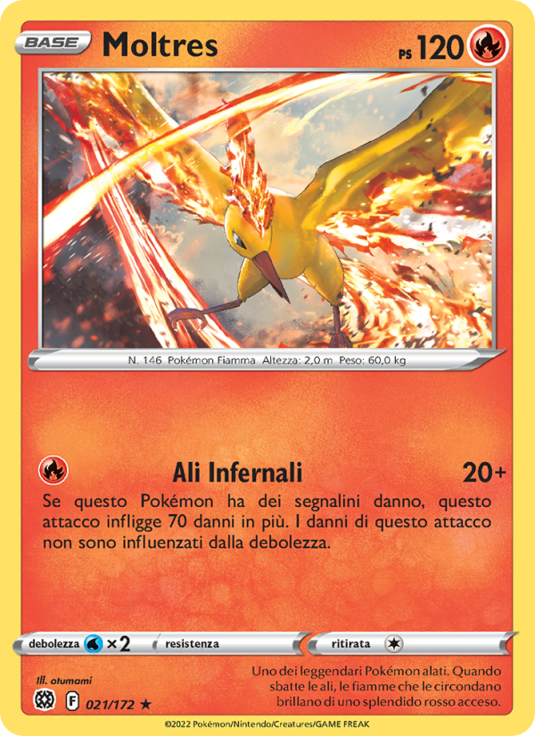 Moltres 021/216 — Astri Lucenti (Italian Pokémon TCG card)