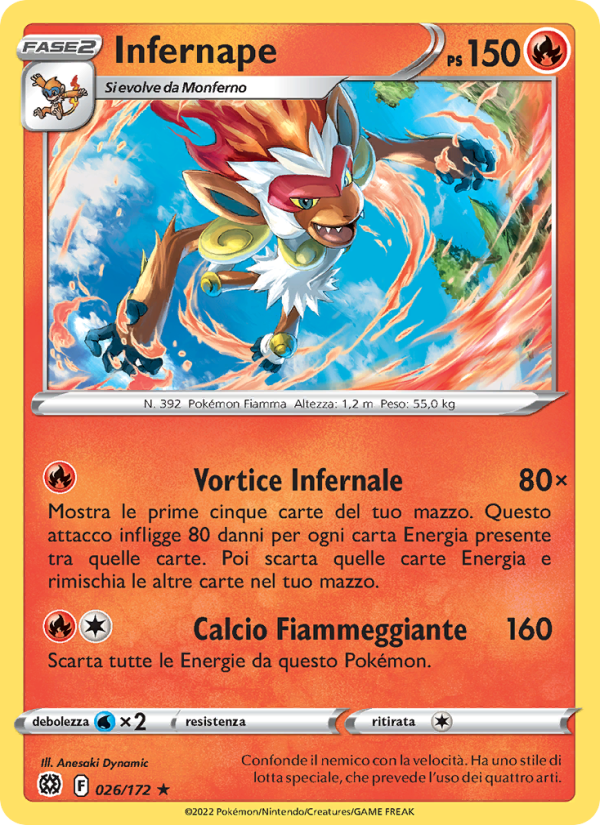 Infernape 026/216 — Astri Lucenti (Italian Pokémon TCG card)