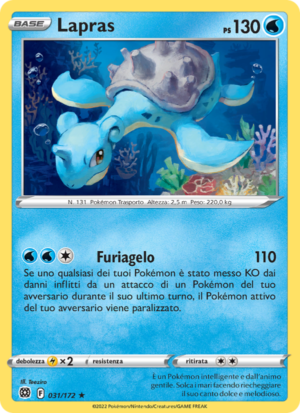Lapras 031/216 — Astri Lucenti (Italian Pokémon TCG card)