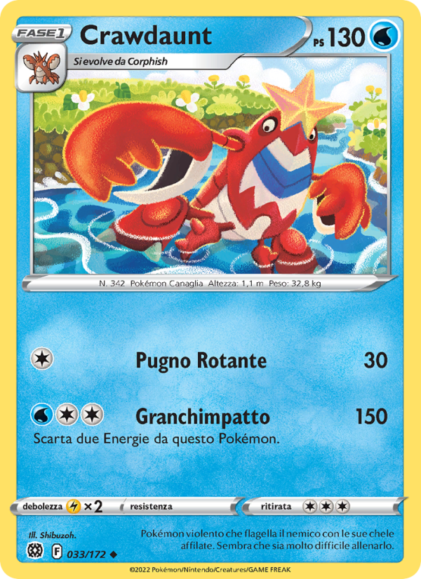 Crawdaunt 033/216 — Astri Lucenti (Italian Pokémon TCG card)