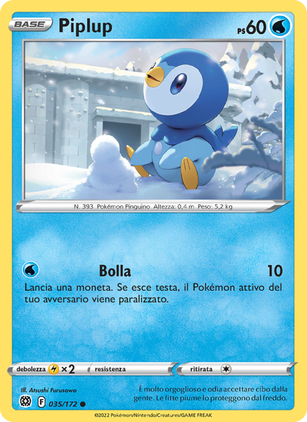 Piplup 035/216 — Astri Lucenti (Italian Pokémon TCG card)