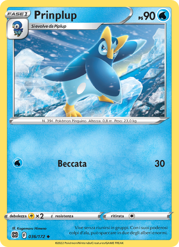 Prinplup 036/216 — Astri Lucenti (Italian Pokémon TCG card)