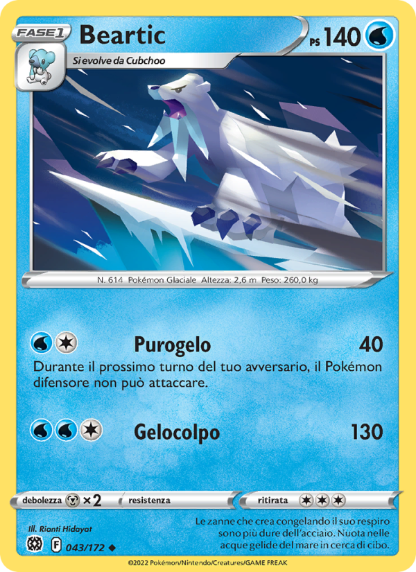 Beartic 043/216 — Astri Lucenti (Italian Pokémon TCG card)