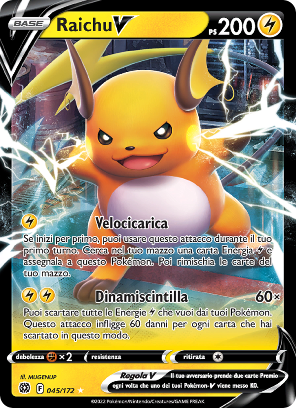 Raichu V 045/216 — Astri Lucenti (Italian Pokémon TCG card)
