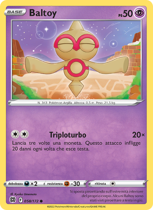 Baltoy 058/216 — Astri Lucenti (Italian Pokémon TCG card)
