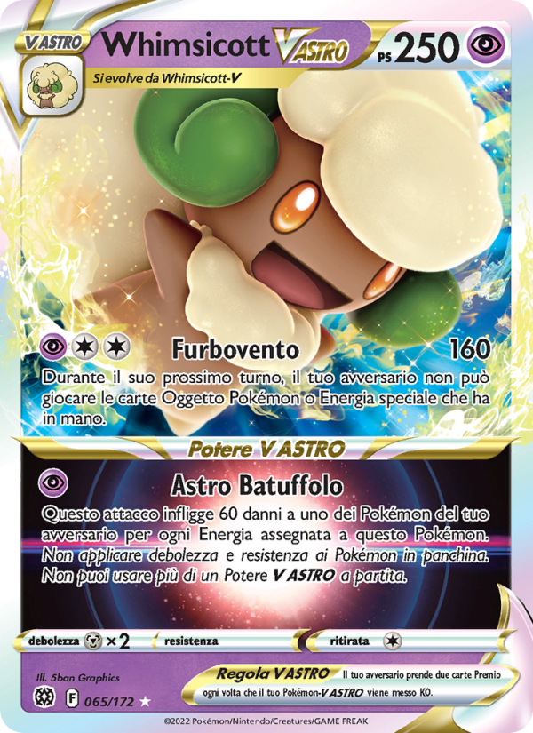 Whimsicott V ASTRO 065/216 — Astri Lucenti (Italian Pokémon TCG card)