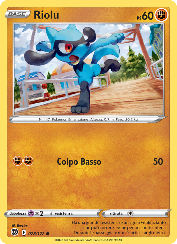 Riolu 078/216 — Astri Lucenti (Italian Pokémon TCG card)