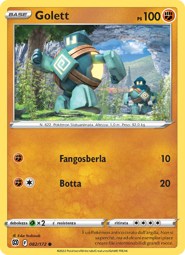 Golett 082/216 — Astri Lucenti (Italian Pokémon TCG card)