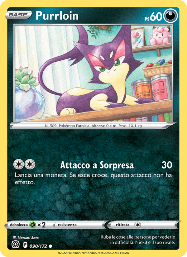 Purrloin 090/216 — Astri Lucenti (Italian Pokémon TCG card)