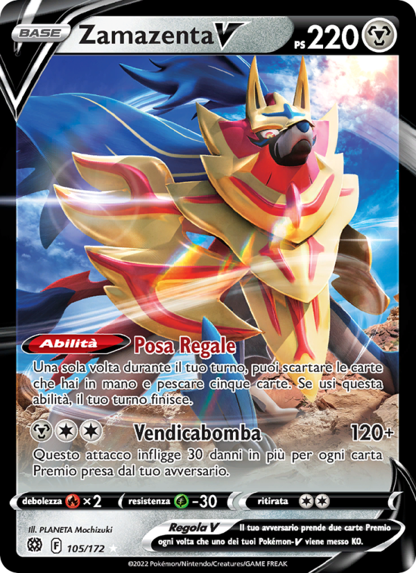 Zamazenta V 105/216 — Astri Lucenti (Italian Pokémon TCG card)
