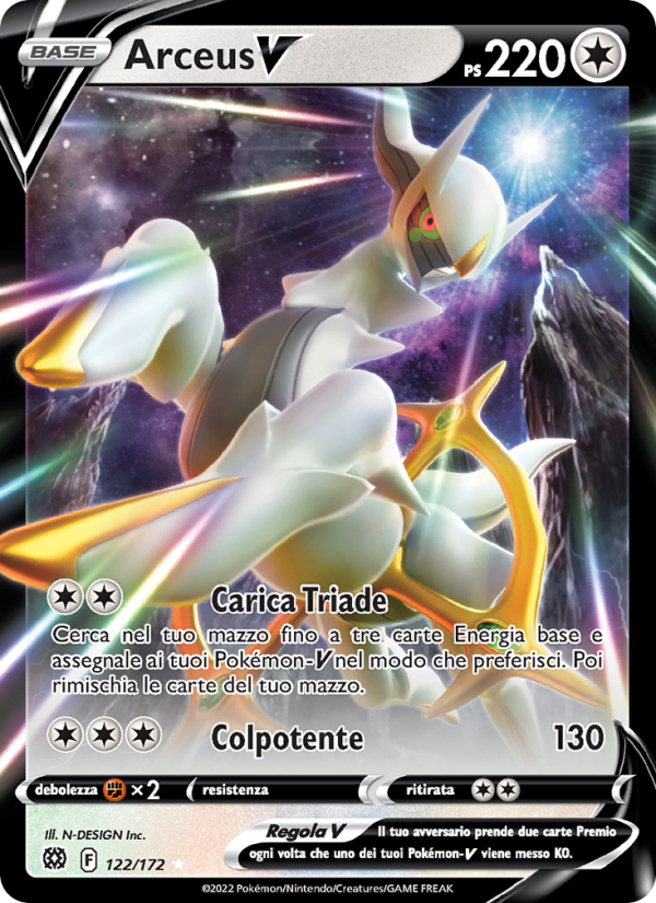Arceus V 122/216 — Astri Lucenti (Italian Pokémon TCG card)