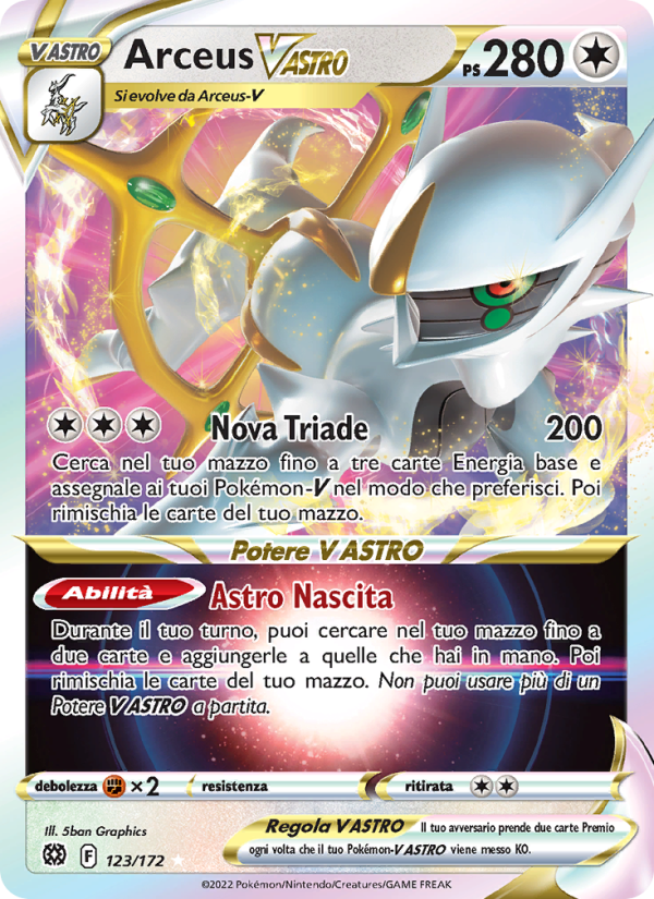 Arceus V ASTRO 123/216 — Astri Lucenti (Italian Pokémon TCG card)