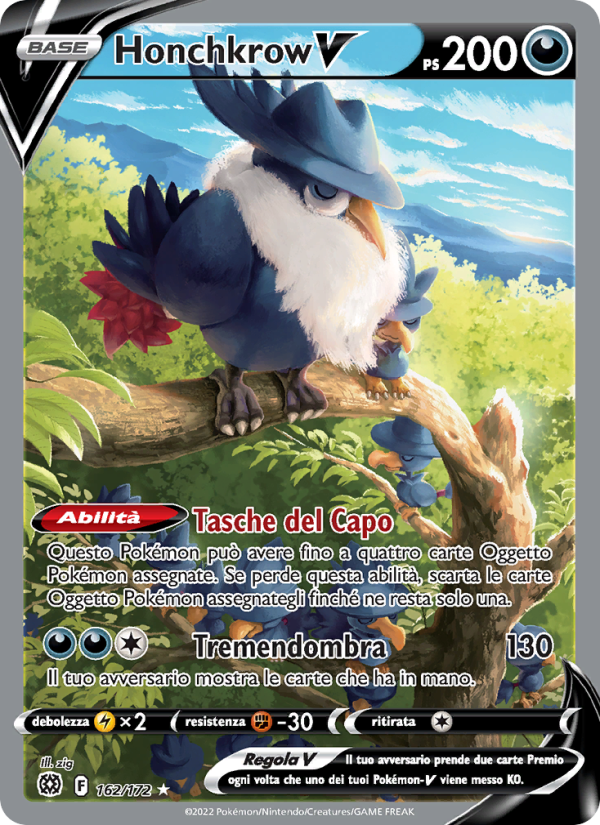 Honchkrow V 162/216 — Astri Lucenti (Italian Pokémon TCG card)