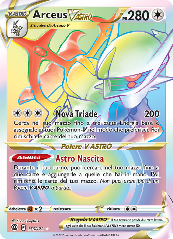 Arceus V ASTRO 176/216 — Astri Lucenti (Italian Pokémon TCG card)