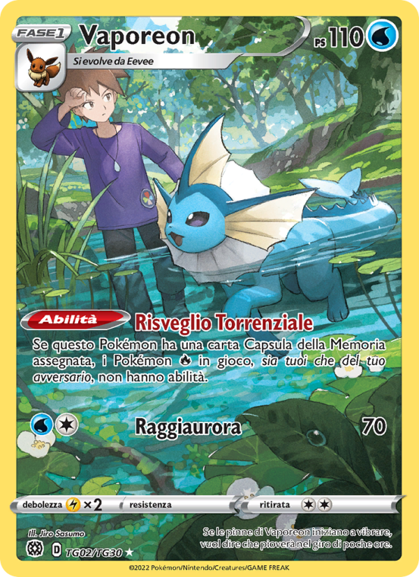 Vaporeon TG02 — Astri Lucenti (Italian Pokémon TCG card)