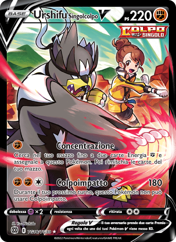 Urshifu Singolcolpo V TG18 — Astri Lucenti (Italian Pokémon TCG card)