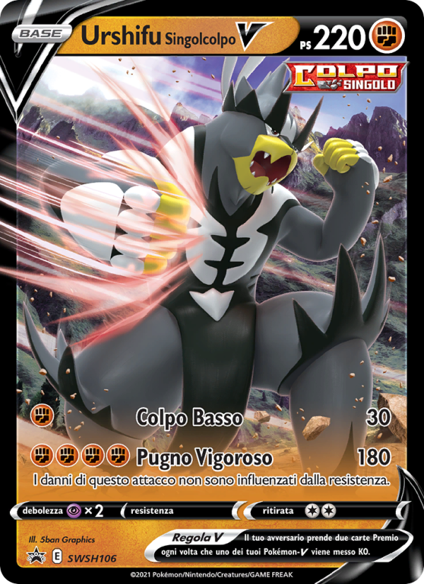 Urshifu Singolcolpo V SWSH106 — SPSC Promo (Italian Pokémon TCG card)