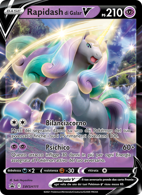 Rapidash di Galar V SWSH111 — SPSC Promo (Italian Pokémon TCG card)