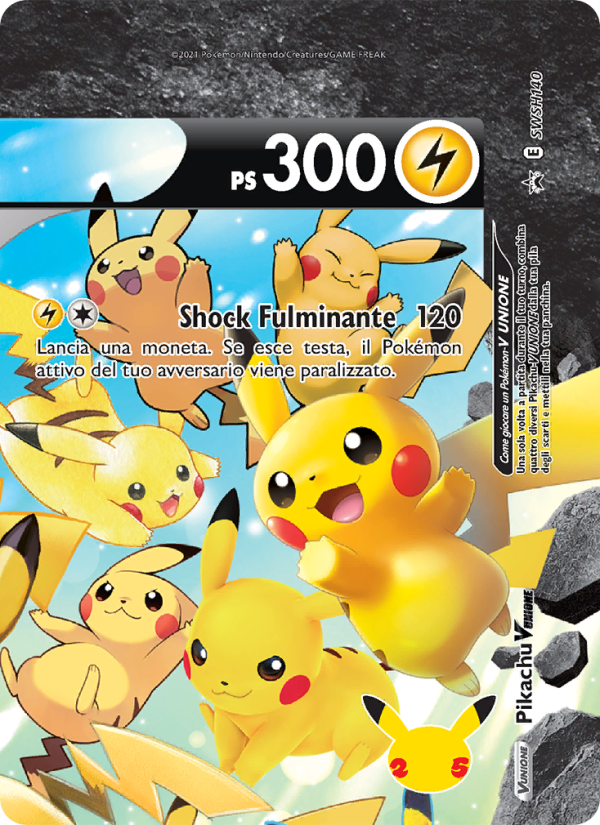 Pikachu V UNIONE SWSH140 — SPSC Promo (Italian Pokémon TCG card)