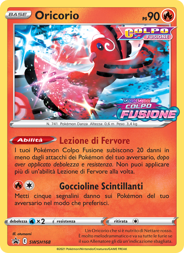 Oricorio SWSH168 — SPSC Promo (Italian Pokémon TCG card)